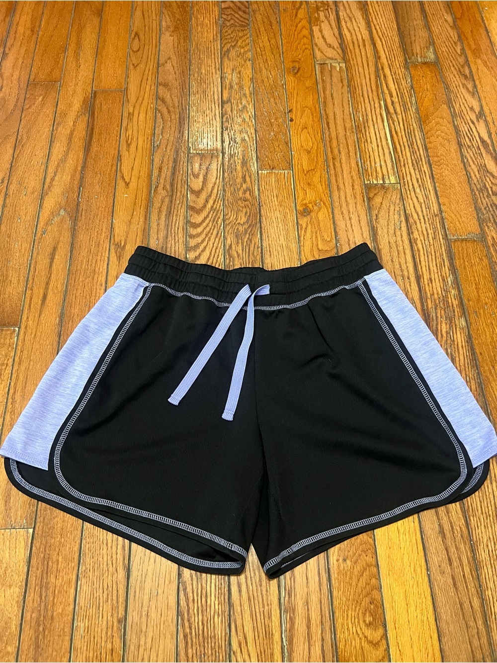 St. John's Bay Black Athletic Shorts with Light Gray Side Panels size M